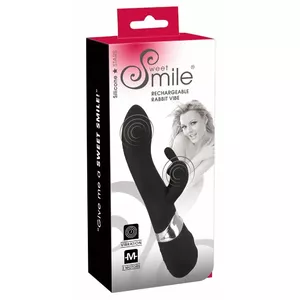 Кролик-вибратор Sweet Smile Silicone фиолетовый — длина 21 см, Ø 3–3,6 см, 2 мотора, 7 режимов, USB-зарядка