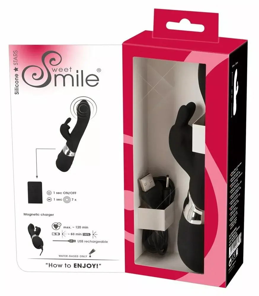Rabbit vibrator Sweet Smile Silicone Purple — 21 cm Photo 9