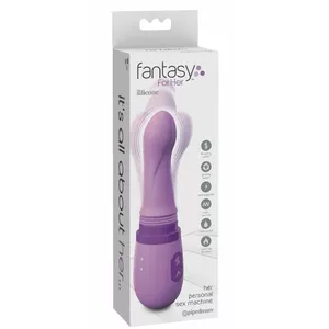 Vibrator fantasy for her Personal Sex Machine Silicone Pink — thrusting, rotation, vibration, warming, 21.3×3.8 cm