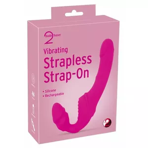 Strapless strap-on vibrator you2toys Silicone Black — double-ended, rechargeable, waterproof, 21.8 cm total length