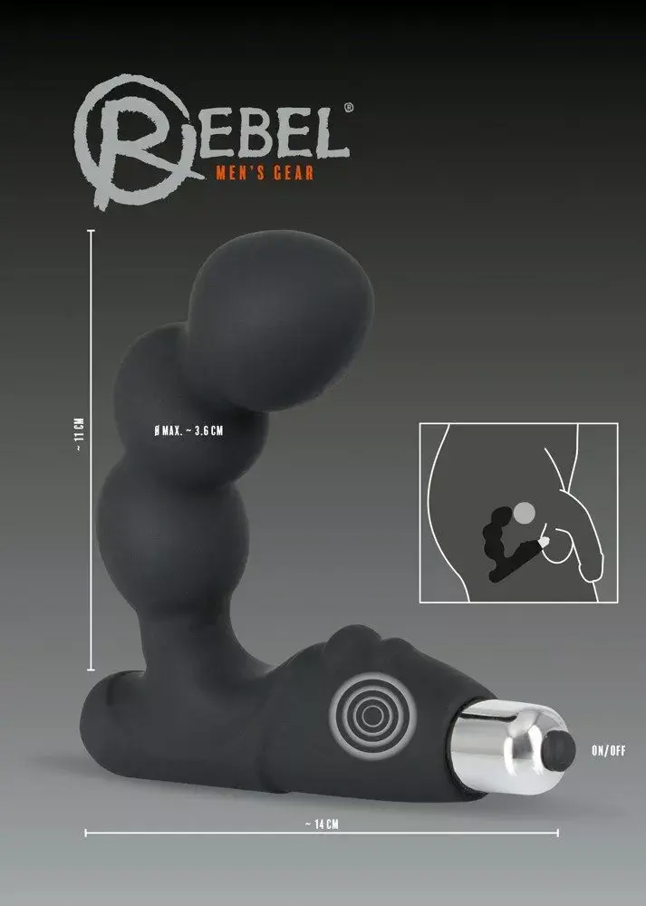 Массажер простаты Rebel Silicone Black — P-spot вибратор Photo 5