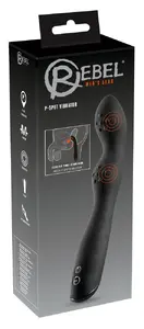 Anal vibrator Rebel Silicone Black — 23.5 cm total, 18 cm insertion, Ø 3.6 cm, 7 modes, silicone/PU/ABS