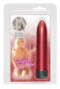 Vibrators mandy mystery Mandy's Baby Vibe silikona sarkans — garums 13 cm, Ø 2,5 cm, daudzpakāpju vibrācijas, AA baterija