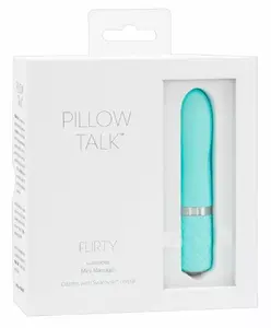 Mini silikona vibrators Pillow Talk Flirty — teal krāsa, 11 cm garums, Ø 2,2 cm, vairāku ātrumu, USB uzlāde