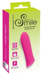 Mini vibrator Sweet Smile Silicone Purple — rechargeable, 7 vibration modes, 8.5 cm length, Ø 2–2.3 cm, 35 g