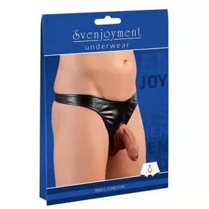 Мужской стринг из искусственной кожи Svenjoyment M — мужское нижнее белье размер M, 98% полиэстер/2% спандекс, полиуретановое покрытие