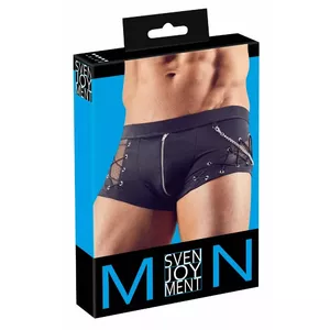Мужские брюки Svenjoyment M 21308901711 Comfortable Fit — чёрные, размер M, 80% полиамид/20% спандекс, сетчатые вставки, съёмная декоративная цепочка