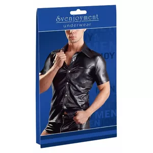 Рубашка мужская Svenjoyment Imitat Leather M 21604551711 — размер M, черная искусственная кожа, 98% полиэстер/2% спандекс