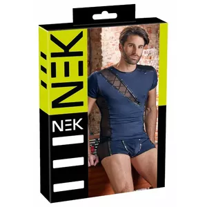 Мужская рубашка NEK 21612574741, размер 2XL, хлопковый/эластичный материал, дышащая, синие/черные вставки