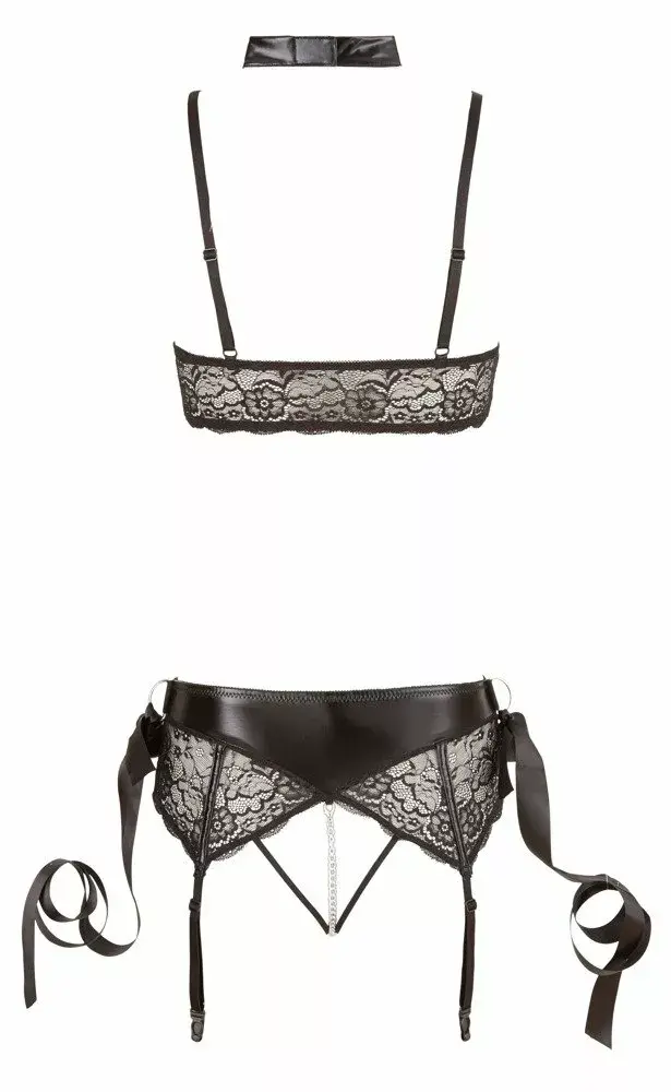 Lingerie set cottelli collection Bra Set M Black Bondage Photo 10