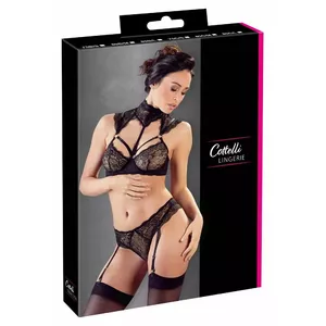 Apakšveļas komplekts cottelli collection Bra Set 80B Black — ar boning mežģīņu krūšturis un regulējamas lencītes