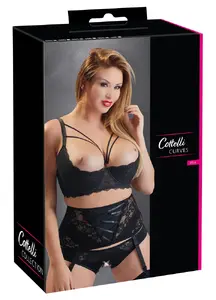 Krūšturis cottelli collection Shelf Bra 95E mežģīņu atvērta kausiņa ar stīpiņām, daļējs pārklājums, 90% poliamīds 10% spandekss