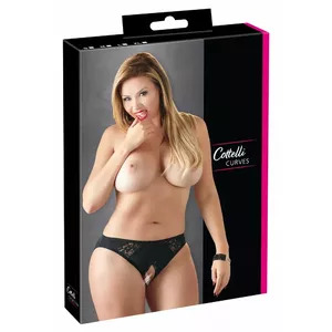 Женские трусики с открытой шаговой частью Cottelli Collection 23105381041, размер L, кружевные вставки, 90% полиамид/10% спандекс