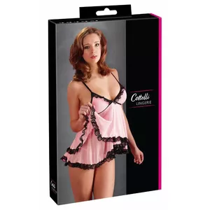 Negligee babydoll cottelli collection XL Pink with lace, powernet 94% polyamide, 6% polyester, includes thong