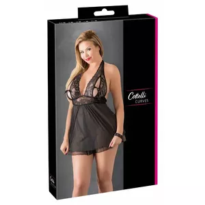 Беби-долль Cottelli Collection кружевной халтер XL, черный, полиамид