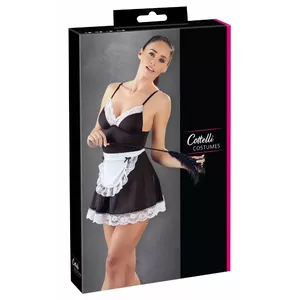Платье горничной cottelli collection 24707801051 — черное кружево, XL, регулируемые бретели, с фартуком