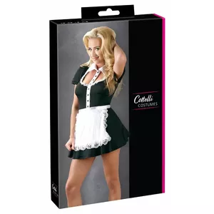 Женское костюмное платье cottelli collection 27103741041, чёрное с белым воротником и фартуком, размер L, 90% полиэстер/10% спандекс