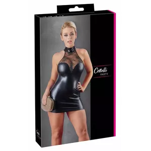 Женское платье из кружева и wet-look Cottelli Collection 27158301051, размер XL, чёрное, полиэстер/спандекс