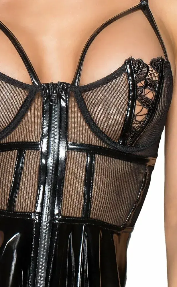 Noir Vinyl Mini Dress L — корсетное мини-платье Photo 4