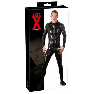 Мужской латексный комбинезон Late X XL — облегающий полноразмерный боди, короткие рукава, латекс 0,4 мм
