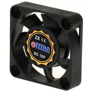 Fan TITAN TFD-3007M12S — 30×30×7 mm, 12 V, 8000 RPM, 2.56 cfm, 21 dB (high speed), black