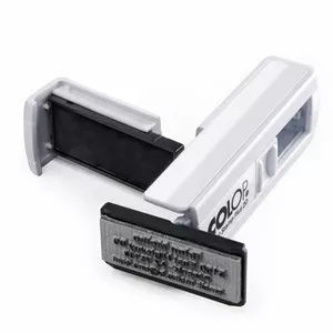 Карманная печать COLOP Pocket Stamp Plus 20NEW — компактная самонабрасывающая печать, белый корпус, синяя подушка