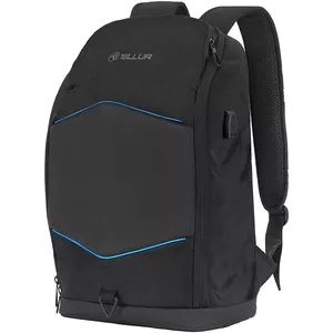 Portatīva datoru mugursoma Tellur TLL611282 ar USB portu un izgaismotu sloksni, melna