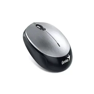 Мышь Genius NX-9000BT для офиса, амбидекстрная — Bluetooth + USB-A, BlueEye 1200 DPI, 3 кнопки, колесо, чёрно‑серебристая