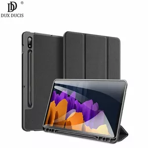 Dux Ducis Domo Series Multi-angle Stand and Smart Sleep Book case for Tablet PC Samsung Galaxy Tab S7+ T970 / T976 Black