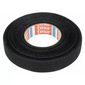 Auduma lente PET wool 15 mm × 15 m, melna — ruļļa montāžai un blīvēšanai