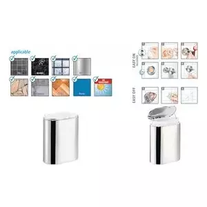 Cosmetic Waste Bin Tesa Elegaant Chrome Stainless Steel – compact bathroom bin, chrome finish