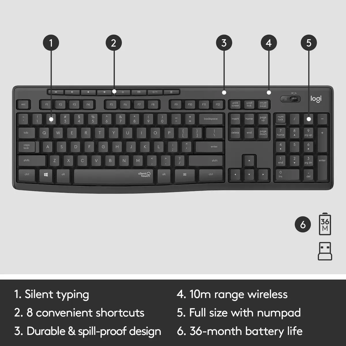 Bezvadu komplekts Logitech MK295 Silent Photo 11