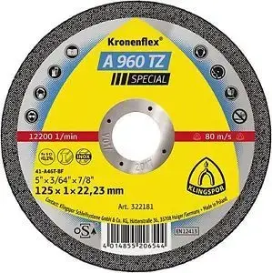 Отрезной круг KLINGSPOR 1x25 A 960 TZ 125 x 1 22,23 мм прямой (MPN 322181)