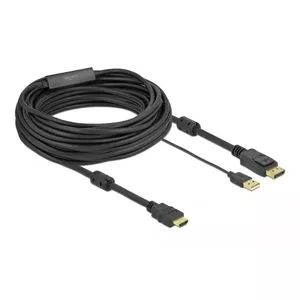 Video cable adapter DeLOCK 85968 10 m HDMI Type A DisplayPort USB Type-A Black
