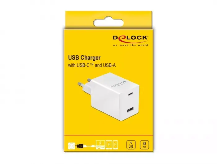 Lādētājs DeLOCK USB GaN Charger USB Type-C PD 3.0 un USB Type-A 48 W Photo 3