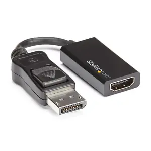 DisplayPort uz HDMI adapters StarTech DP2HD4K60S — aktīvs DP 1.4 uz HDMI 2.0, 4K@60Hz, 0.215 m, aizslēdzams DP, melns