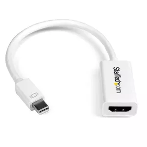 Mini DisplayPort uz HDMI adapters StarTech MDP2HD4KSW — aktīvs mDP 1.2 uz HDMI, 4K@30Hz, 0,15 m, balts