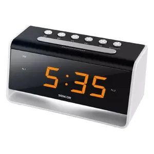 Digitālais modinātājs SENCOR SDC 4400 — LED 9" ekrāns, barošana DC/akumulators (CR-2032), melns/ sudrabaini, 135×68×60 mm