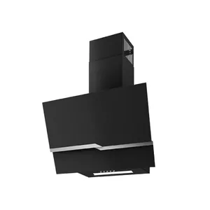 Wall-mounted hood MAAN Zetka 60, Charcoal filter, 620 m³/h, Black, Steel and Tempered Glass, 3 Speeds, Button Control