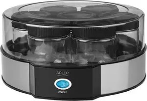 Yogurt maker Adler AD 4476 — 7 pots, 42°C, 20 W, grey/black/transparent