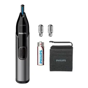 Philips 3000 Series NT3650/16 deguna, ausu un uzacu trimmeris ar nerūsējošā tērauda asmeņiem, darbojas ar bateriju, mazgājams, pelēks