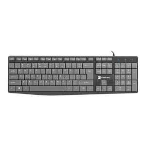 Vadu pilna izmēra tastatūra NATEC NKL-1507 USB QWERTY US International, 105 taustiņi, ciparu bloks, pelēka/melnā
