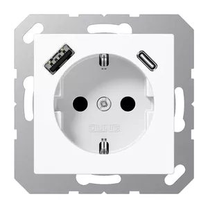 Розетка JUNG A1520-15CAWW Schuko с портами USB Type A и C