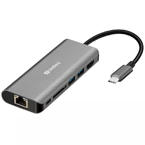 USB-C Dock Sandberg HDMI LAN SD USB100W Grey