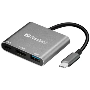 USB-C Mini Dock HDMI + USB Sandberg — HDMI 1080p, aluminium/white, compact 175×66×11 mm