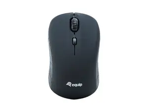 Equip Mini optiskā bezvadu pele 1600 DPI melna abpusēji lietojama ar RF bezvadu savienojumu, 2 pogām un rullīti ceļojumiem