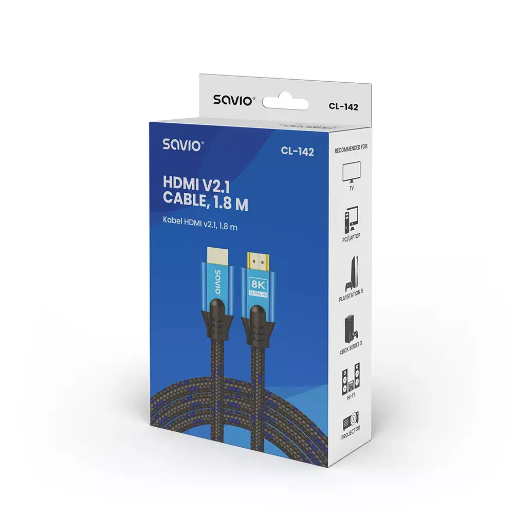 HDMI kabelis Savio CL-142 v2.1 1.8 m Photo 4