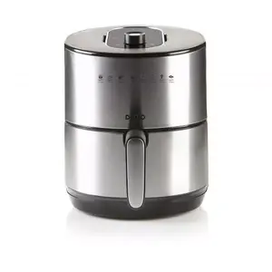 Аэрогриль Domo DELI FRYER XL — ёмкость 4 л, 1,2 кг пищи, одинарный, чёрный/нержавеющая сталь, поворотное управление, ЖК-дисплей