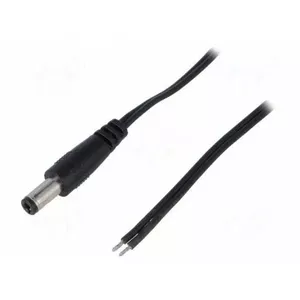 DC barošanas kabelis ar taisnu spraudni 5.5×2.5 mm, vada šķērsgriezums 0.5 mm², melns, 1.46 m