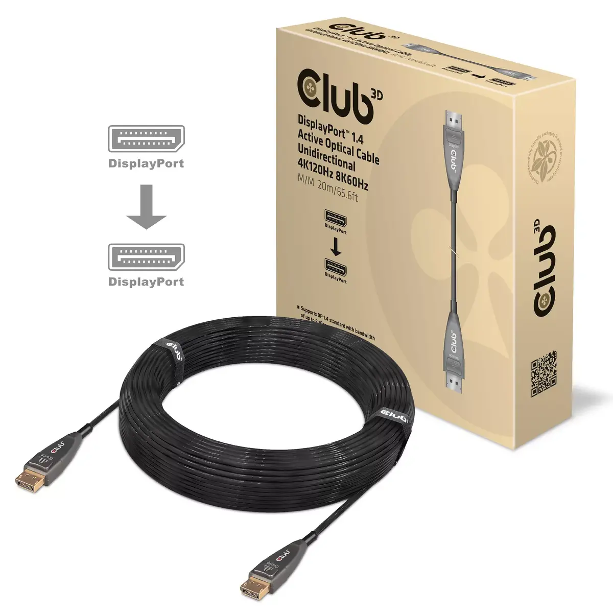 Aktīvā optiskā kabeļa CLUB3D DisplayPort 1.4 Photo 2